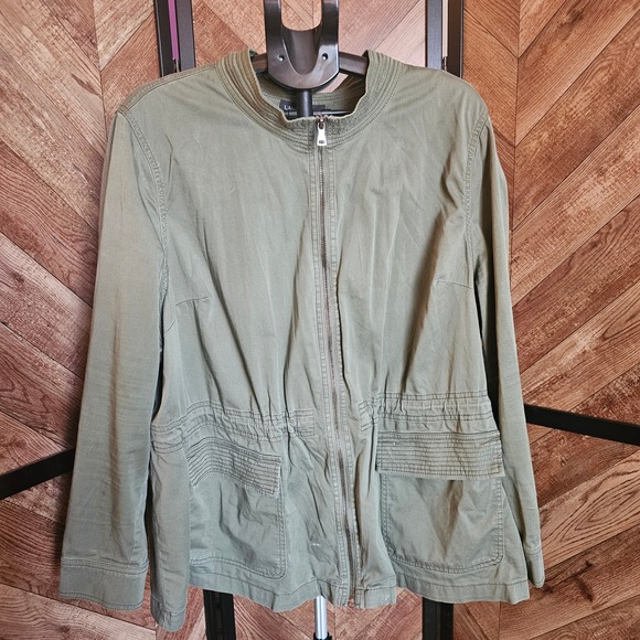 Lane Bryant Olive Green Jacket Plus Size 22/24 Womens Zip Up Casual Coat - Picture 1 of 4